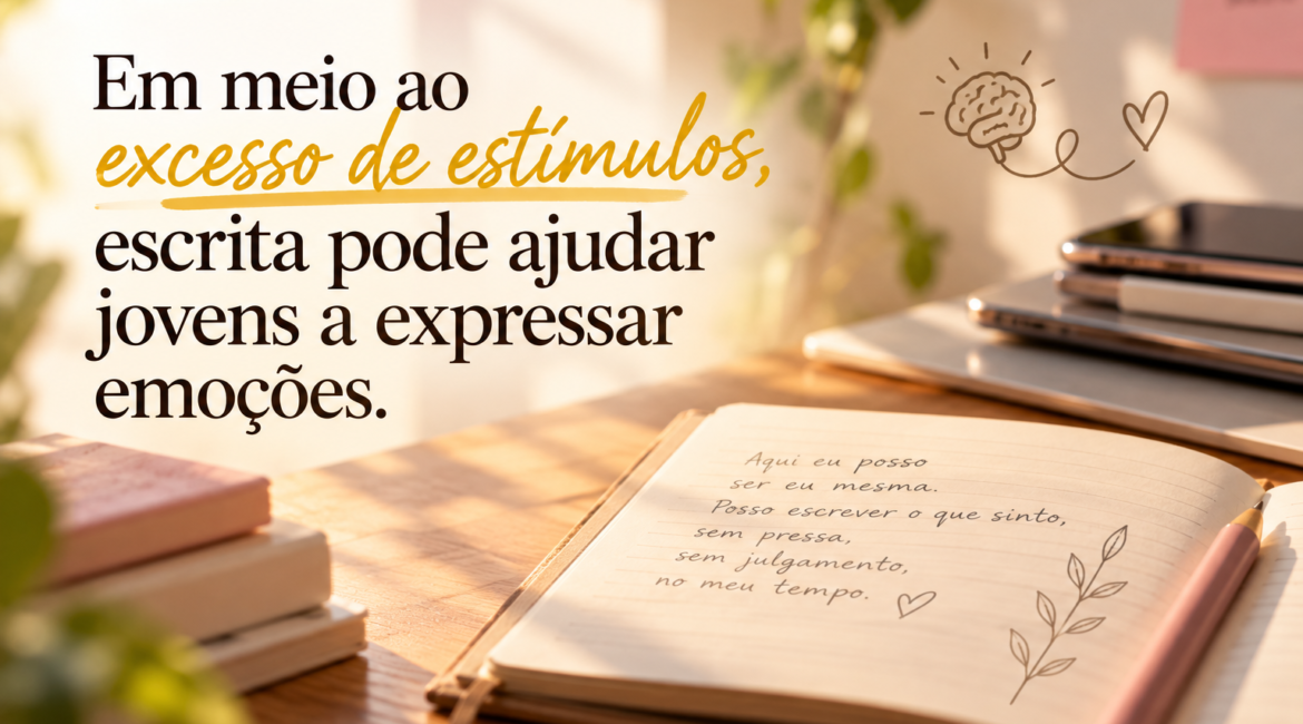Em meio ao excesso de estímulos, escrita pode ajudar jovens a expressar emoções. Como escritora, acredito muito no poder da escrita como ferramenta para lidarmos com nossas emoções.